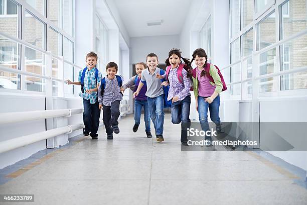 After Classes Happiness Stock Photo - Download Image Now - Education, Running, School Building