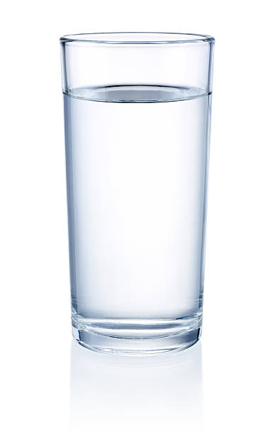 glass of water isolated on a white background - glas water stockfoto's en -beelden