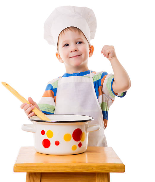 istock Little cook with ladle and pan 466236851
