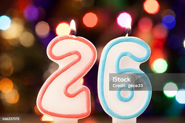 Candle Number 26 Stock Photo - Download Image Now - 25-29 Years, Adolescence, Anniversary