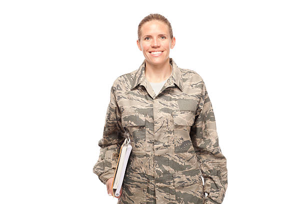 istock Female airman with books 466238126