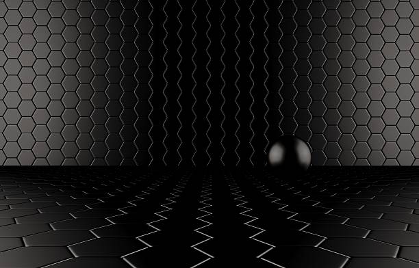 istock Abstract background of the black Ball on black mesh grid. 466240184
