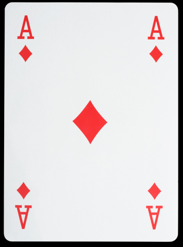 Ace of hearts playing card made from jigsaw puzzle, isolated on white with clipping path.
