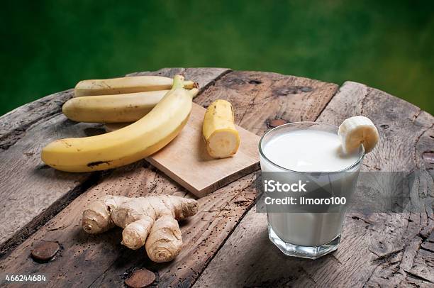 Banana Smoothie With Ginger Stock Photo - Download Image Now - 2015, Banana, Breakfast