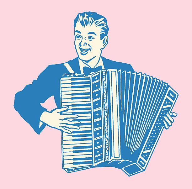 ilustraciones, imágenes clip art, dibujos animados e iconos de stock de hombre jugando acordeón - accordion