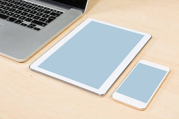 istock laptop, tablet and smartphone on the desk 466246546