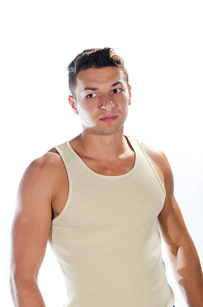 istock Young muscular man wearing sleeveless shirt 466247173