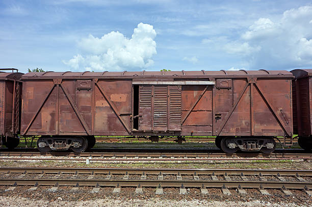 Railway goods wagon stock photo