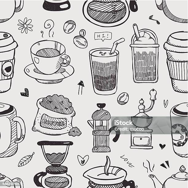 Seamless Pattern Di Caffè - Immagini vettoriali stock e altre immagini di Arredamento - Arredamento, Attrezzatura, Barattolo di vetro