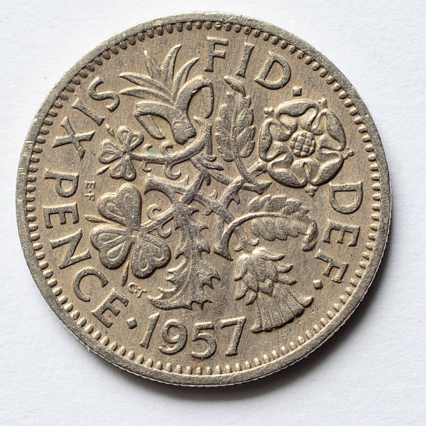 Silver sixpence 1957 Queen Elizabeth reverse