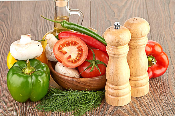 Fresh vegetables and mushrooms