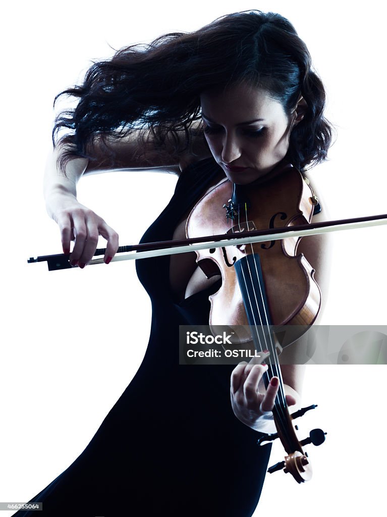 A Woman Playing A Violin With Hair Flowing Stock Photo - Download Image Now  - Musician, Violinist, White Background - iStock
