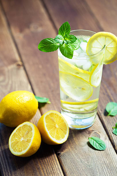 istock Fresh water with ice, lemon and mint 466255288