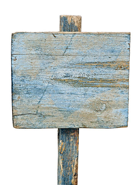 istock blue wooden sign on white 466255827