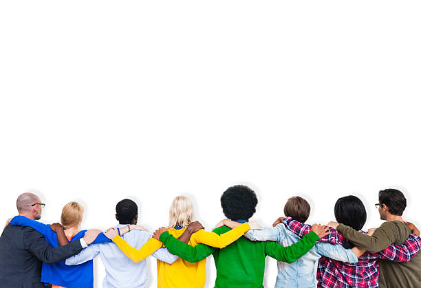 istock Group Of Multi-Ethnic People's Hands On Each Other's Shoulder An 466256274