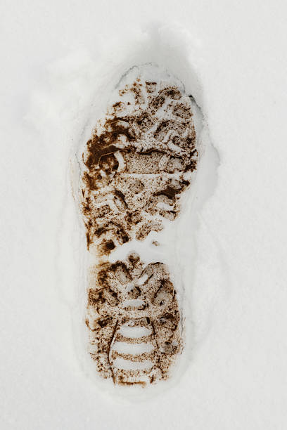 отпечаток ноги - snow track human foot steps стоковые фото и изображения