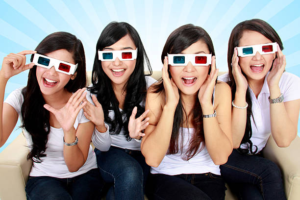 istock Surprised Young woman in 3D glasses 466257793