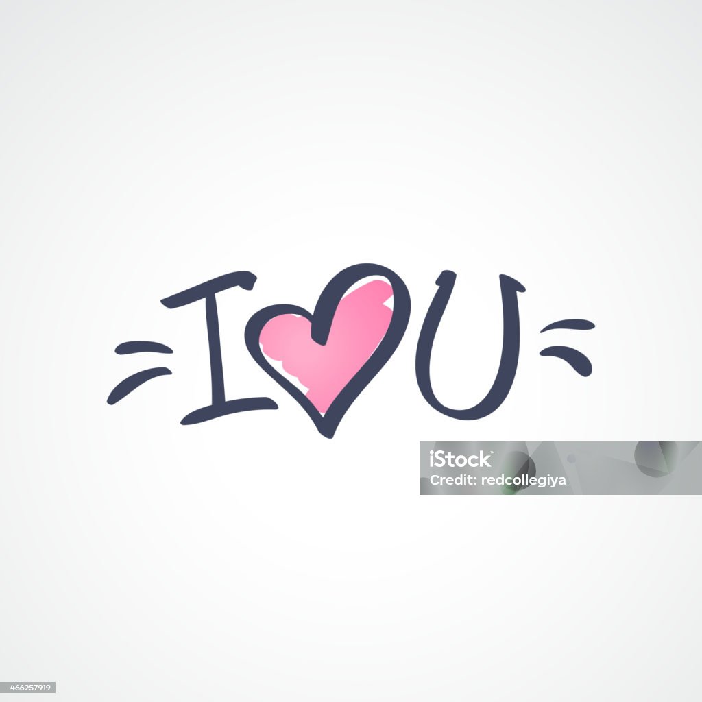 i love you text i love you, handwritten abbreviated text with heart shape Letter I stock vector