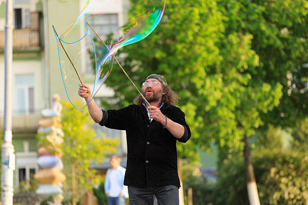 Huge soap bubble stock photo