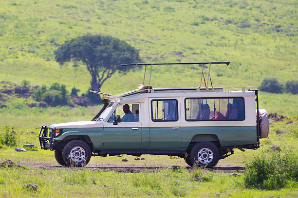 Jeep on african wildlife safari.