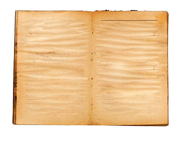 istock an old book with blank yellow stained pages 466263275
