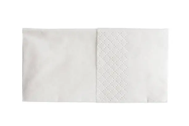 Folded white paper handkerchief isolated