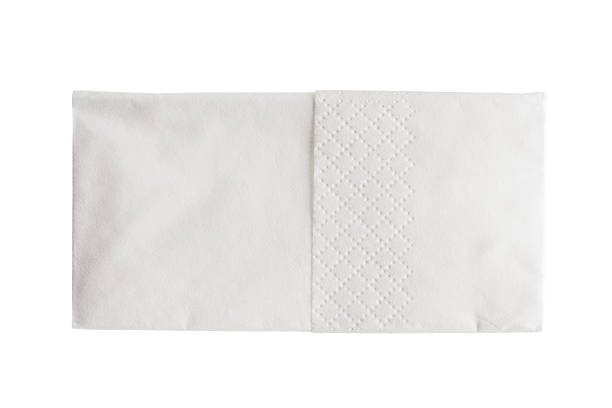 сложенный белый бумажный носовой платок изолированные - handkerchief стоковые фото и изображения