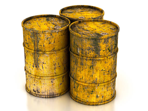 istock Chemical yellow old barrels 466265058