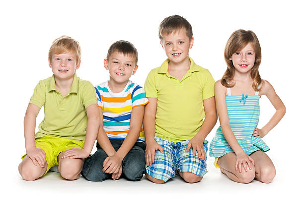 istock Sitting four cheerful children 466265893