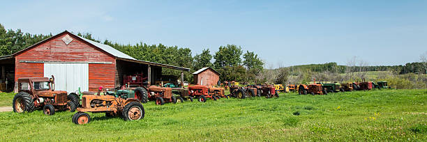 istock Row of Old Tractors 466266240