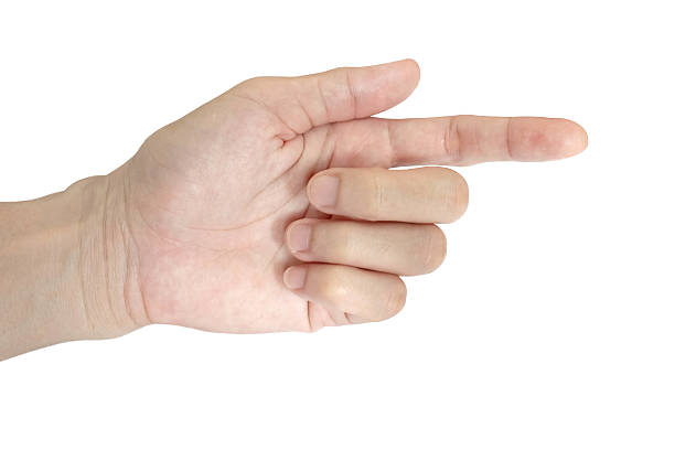 istock Pointing hand or touch Close-up isolated on white background. 466266437
