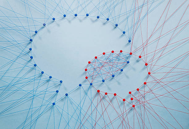 Social networking Many threads forming two bubble speech political rally stock pictures, royalty-free photos & images