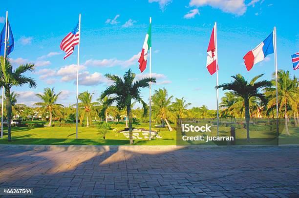 Various Flags On The Beach Outside Of Resort Stock Photo - Download Image Now - Country - Geographic Area, Flag, Golf Course
