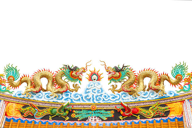 istock Chinese style dragon statue on white isolated 466267742