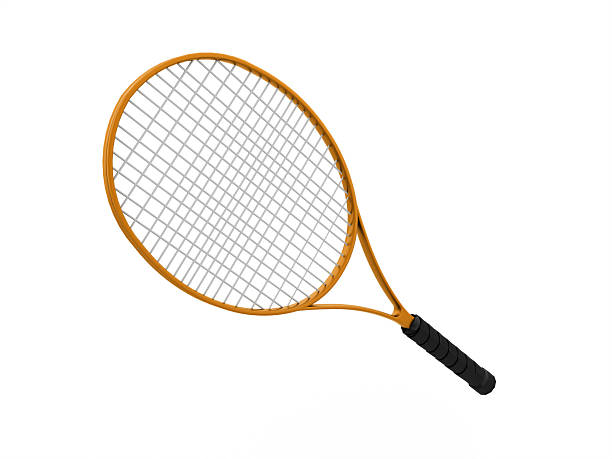 istock Orange tennis racket isolated on white 466268072