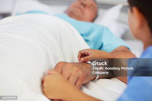 Please Get Better Grandpa Stock Photo - Download Image Now - Hospital, Bed - Furniture, Holding Hands