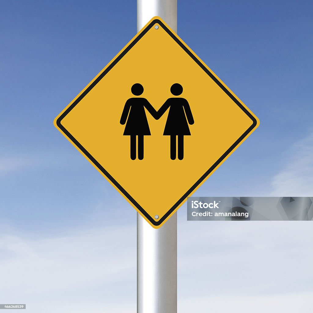 Same Sex Relationship Ahead A conceptual road sign on same sex relationship Adult Stock Photo