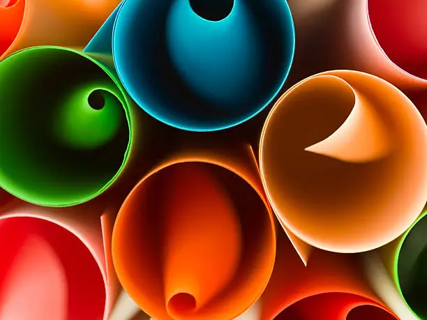 macro image of colorful rolled up paper. abstract pattern