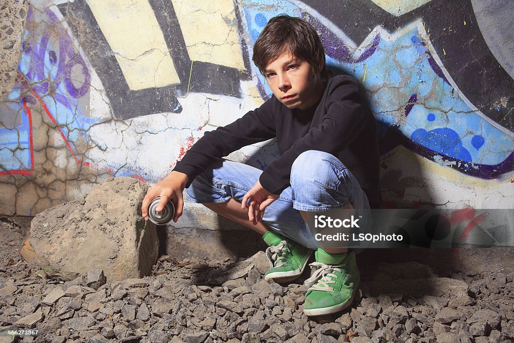 Graffiti Boy-Sit - Royalty-free Criança de Rua Foto de stock