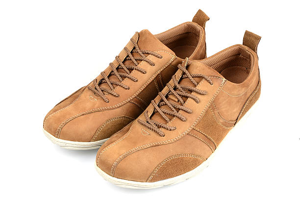 istock Brown men shoes isolated on white background 466274160