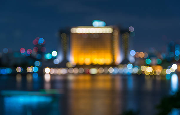 istock Modern Building river side at twilight time, Blurred Photo bokeh 466274166