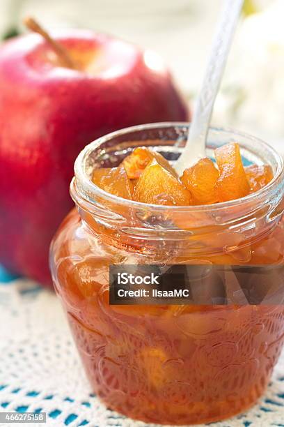 Apple Jam And Fresh Apples Stock Photo - Download Image Now - 2015, Apple - Fruit, Can