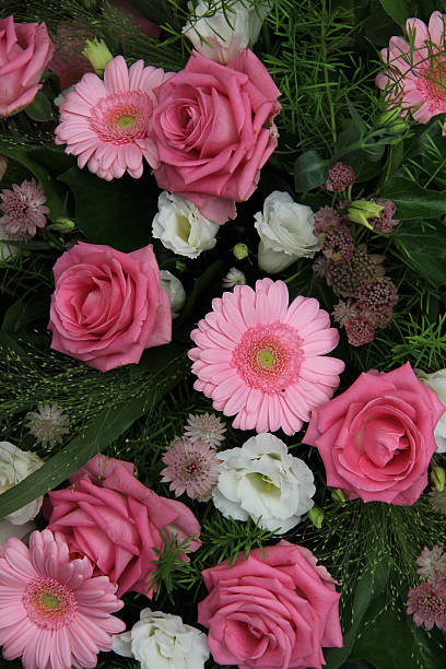 istock Gerberas and roses, pink bridal flowers 466275229