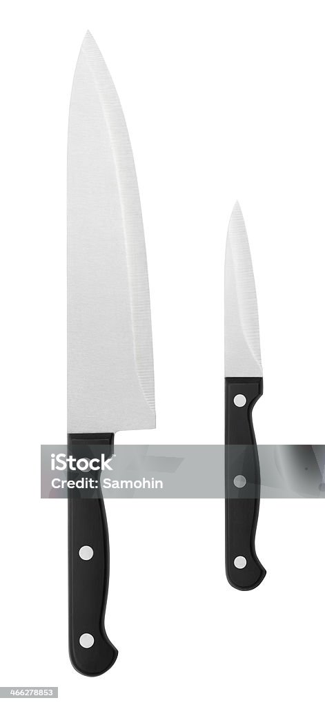 Kitchen knives Closeup of kitchen knives isolated on white with clipping path Black Color Stock Photo