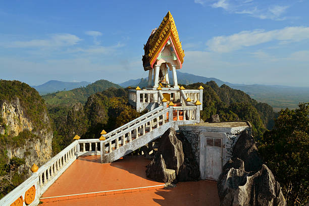 istock Buddhist mountainpeak temple in Thailand 466280539