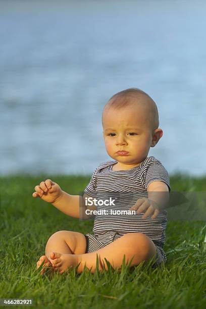 Europea De Bebé Sentado En La Hierba 10 Meses De Edad Foto de stock y más banco de imágenes de 0-11 meses