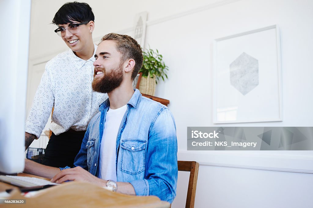 Polishing up their project Shot of a two designers working together on a computerhttp://195.154.178.81/DATA/istock_collage/a15/shoots/785142.jpg 2015 Stock Photo