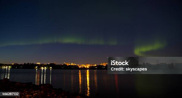 Northern Lights Over Downtown Regina In Saskatchewan Stock Photo - Download Image Now