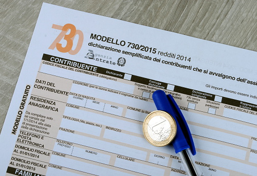 Italian 730 tax form, empty spaces. 2015 edition 