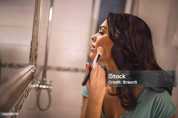 Applying Face Powder Stock Photo - Download Image Now - 2015, Adult, Adults Only